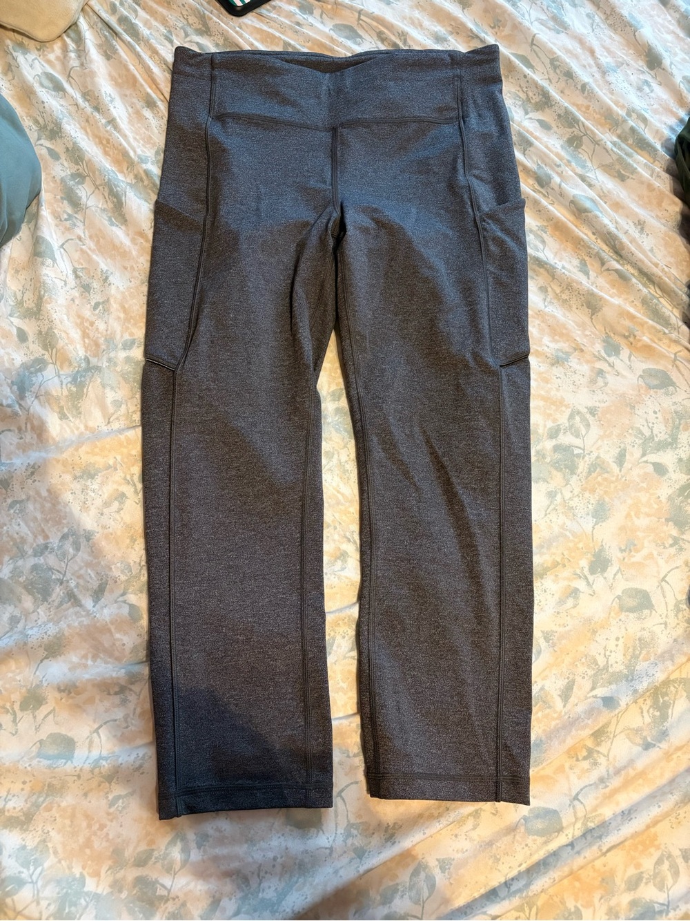 Lululemon Charcoal Gray Active Capri Leggings with Side Pockets